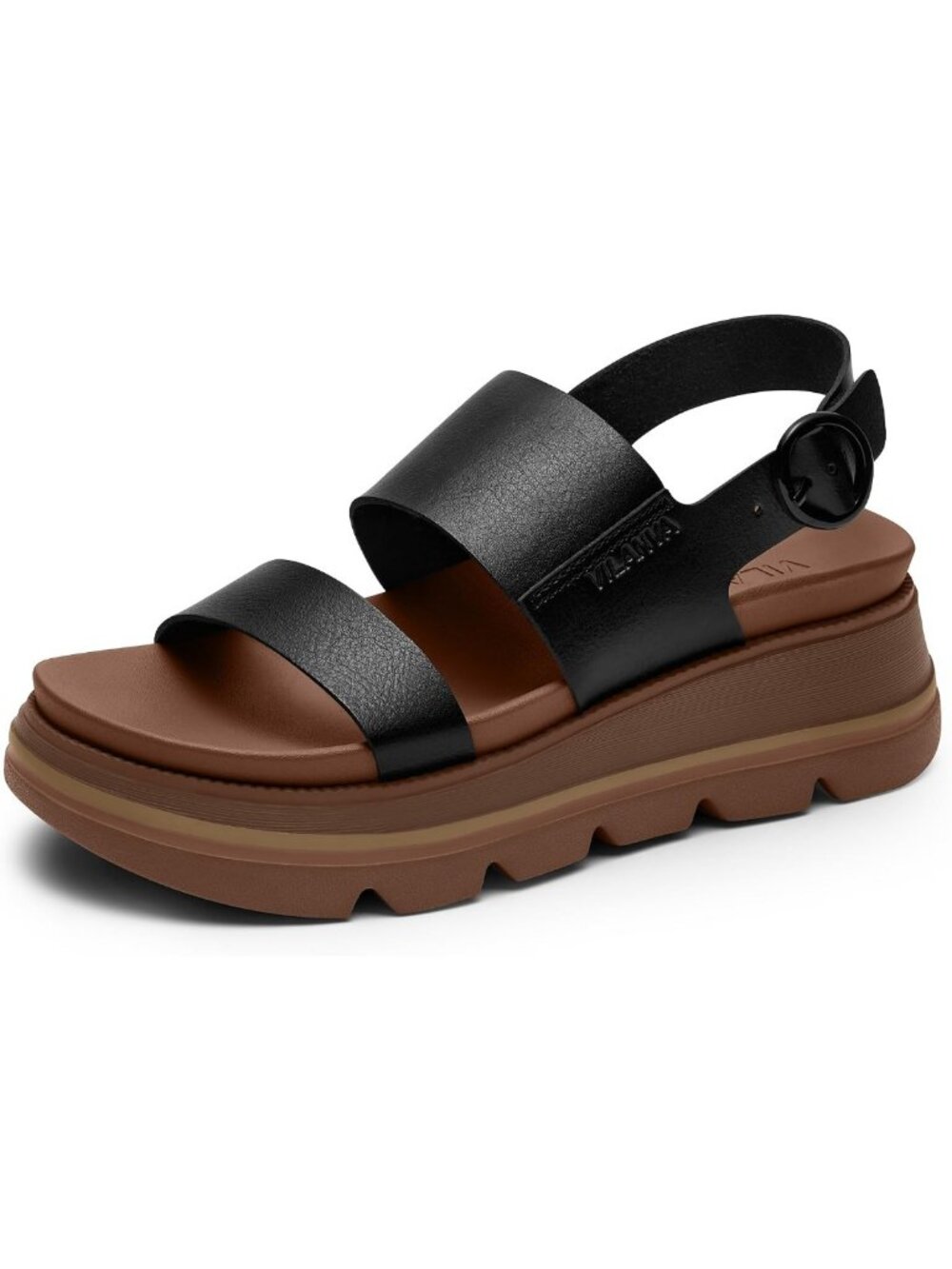 Trendy Women's Platform Walking Sandals with Soft Insole & Buckle Closure